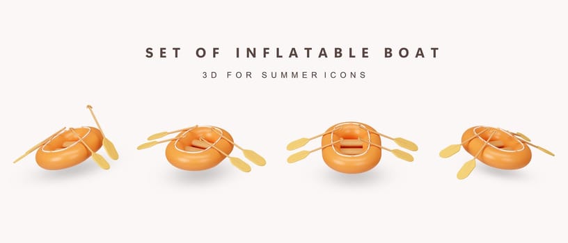 3d Set of inflatable icon for summer vacation concept. icon isolated on white background. 3d rendering illustration. Clipping path..