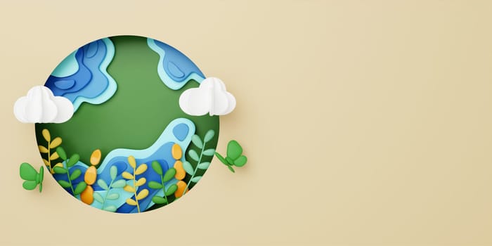 3d World environment and earth day concept , Green planet environmental protection , Save the planet. 3d rendering illustration..
