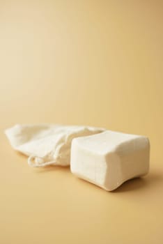 natural soap bar on table .