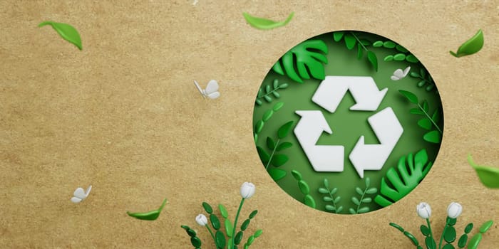 3d eco paper with green leaves on green background. save the planet and energy concept. 3d rendering illustration. 3d rendering illustration..