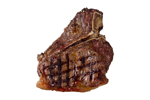 Top view of T-Bone Steak on white background