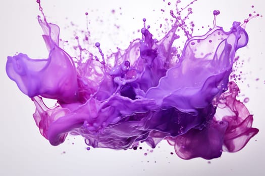 Purple ink in water. Splash of purple color on a white background. Abstract color background.