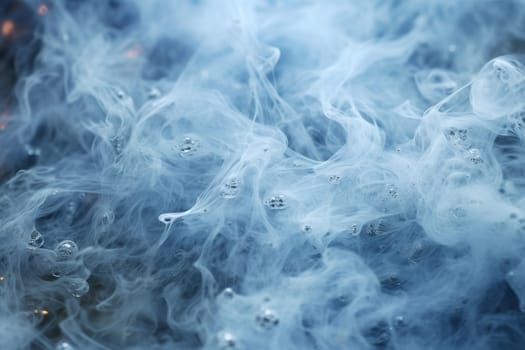 Smoke texture. A transparent cloud of smoke spreads on a blue background. Generated by artificial intelligence