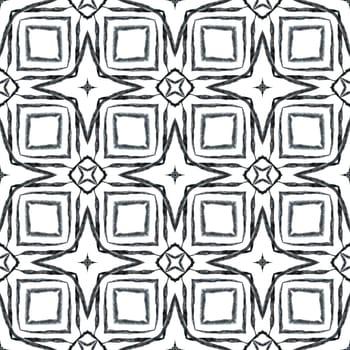 Textile ready lively print, swimwear fabric, wallpaper, wrapping. Black and white fresh boho chic summer design. Summer exotic seamless border. Exotic seamless pattern.