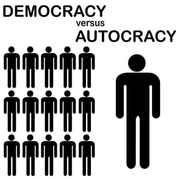 Democracy versus Autocracy, abstract concept