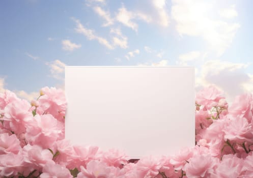 Blooming Floral Frame on Pink Sakura Background: The Delicate Beauty of Spring Blossoms