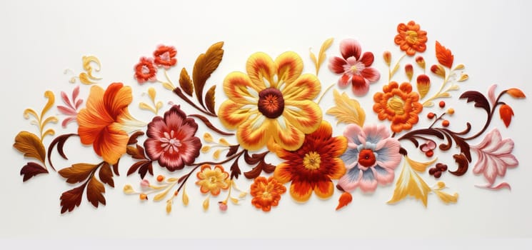Floral Delight: A Colorful Bouquet of Vintage Blossoms on a White Background
