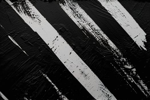 Striking black and white brushstroke textures on canvas, ideal for bold graphic visuals, artistic web design, or statement interior decorations that convey sense of drama and contrast. Generative AI