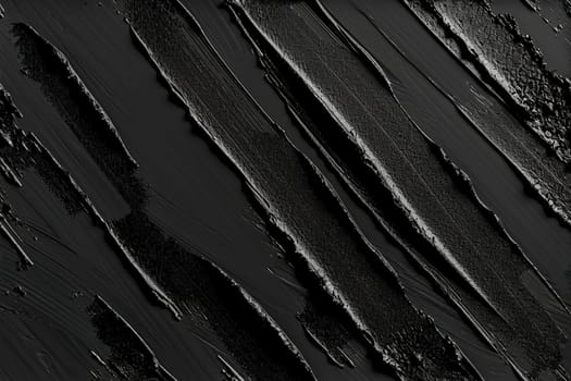 Abstract textured black paint strokes on a matte surface create a bold, monochromatic piece, suitable for modern art collections, edgy graphic designs, or striking interior accents. Generative AI