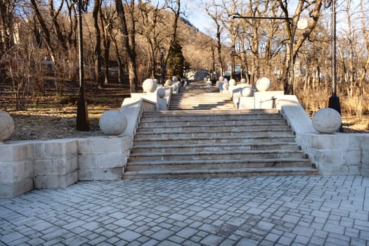 Stairs in the resort park of Zheleznovodsk, Russia.