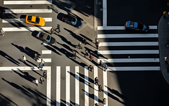 Business concept for real estate and corporate construction - panoramic urban city aerial view with crosstown traffic. High quality photo