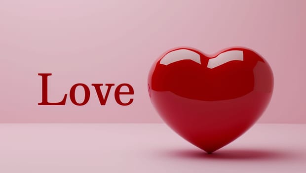 Red heart with the text Love. It is a symbol of lovers and human health. Valentine's Day. High quality photo