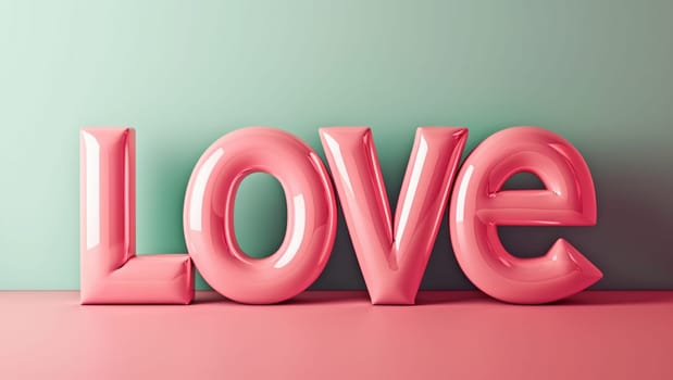 Pink text Love on pink background. 3D text rendering. Valentine's Day, relationships. High quality photo