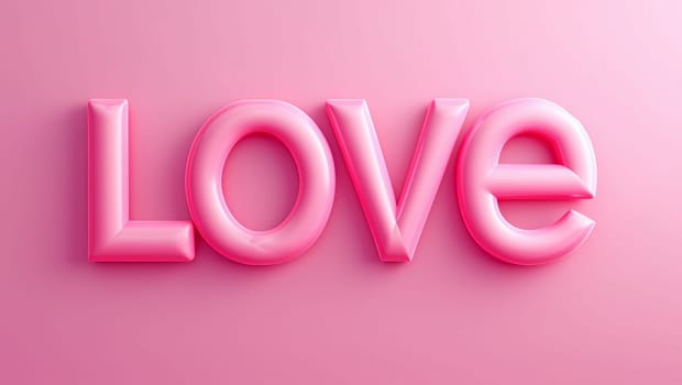 Pink text Love on pink background. 3D text rendering. Valentine's Day, relationships. High quality photo