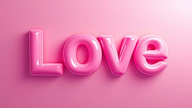 Pink text Love on pink background. 3D text rendering. Valentine's Day, relationships. High quality photo