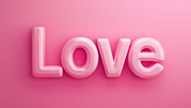 Pink text Love on pink background. 3D text rendering. Valentine's Day, relationships. High quality photo