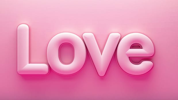 Pink text Love on pink background. 3D text rendering. Valentine's Day, relationships. High quality photo