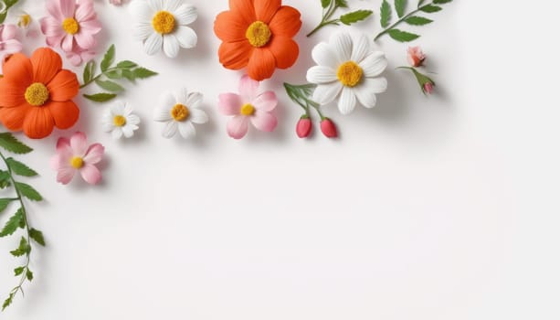 YJ, Sign Happy Valentine's Day, flower, white flower, pink flower, leaf, white background, simple background, daisy, blue flower realistic orange flower