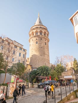 Galata tower exterior in istanbul. Turkey