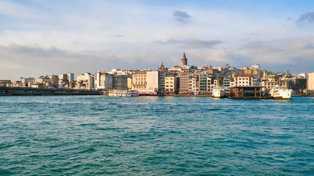 Evening aerial panorama of Istanbul overlooking Hagia Sophia.
