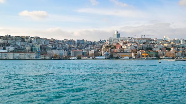 View of Bosphorus Strait in Istanbul, Turkey. Bosphorus strait separates the European part from the Asian part of Istanbul