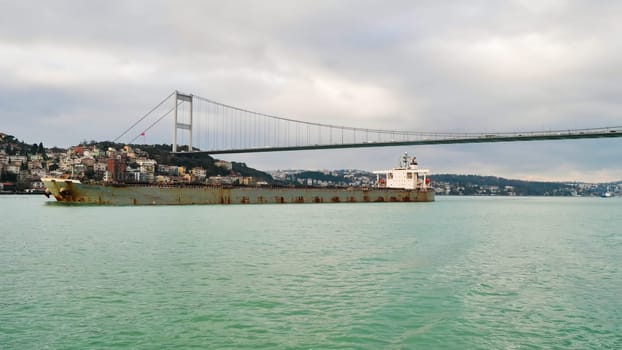 Bridge over the Bosphorus Strait in Istanbul. Turkey