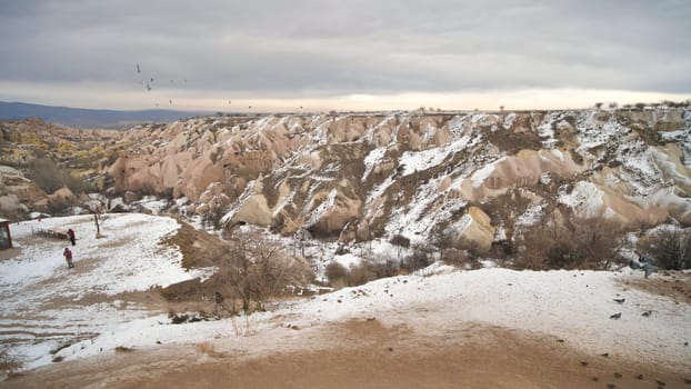 Winter landscape of the valley in Cappadocia. Turkey