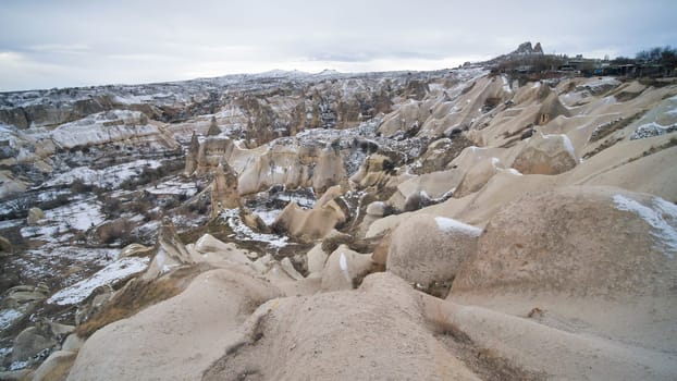 Winter landscape of the valley in Cappadocia. Turkey