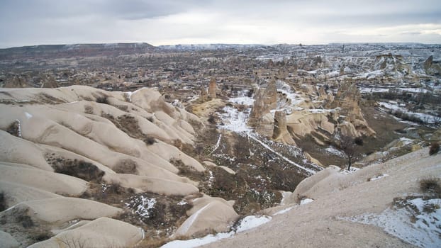 Winter landscape of the valley in Cappadocia. Turkey