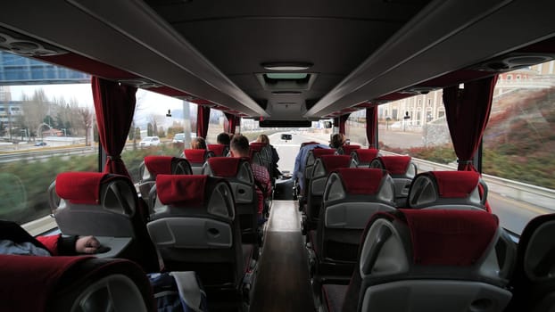 Salon of the bus from Ankara airport with passengers