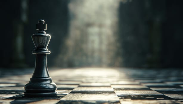 Chess Game with Dramatic Backlight and Smoke, Strategy and Tactics