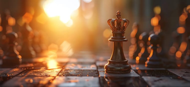 Chess Game with Dramatic Backlight and Smoke, Strategy and Tactics.