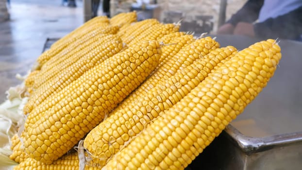 Boiled corn on the streets of Istanbul. Turkey