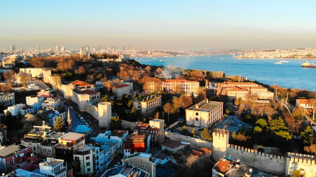 Aerial evening aerial panorama of Istanbul. Turkey