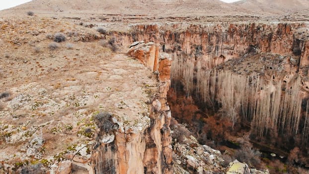 Ihlara Valley in Turkey, Known as Ihlara Vadisi in Turkish, the valley is biggest canyon and has a green trees and small river