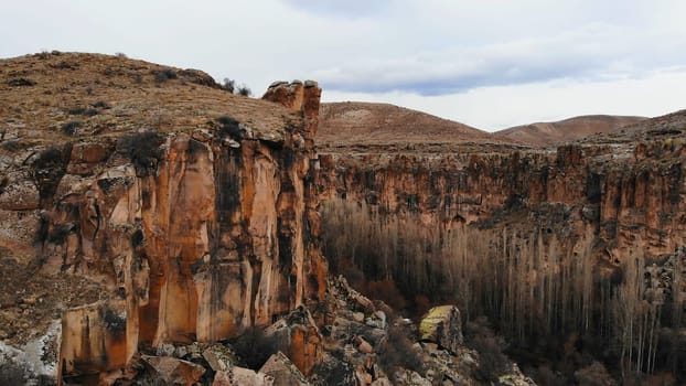 Ihlara Valley in Turkey, Known as Ihlara Vadisi in Turkish, the valley is biggest canyon and has a green trees and small river