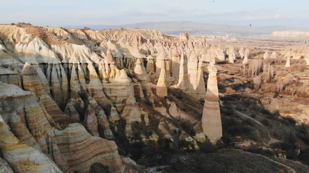 the valley of love in Goreme Cappadocia Turkey during the freezing winter months.