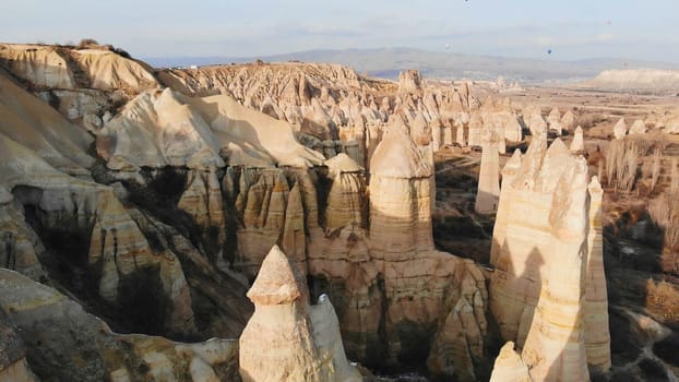 the valley of love in Goreme Cappadocia Turkey during the freezing winter months.