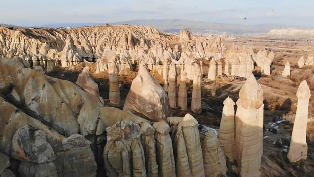 the valley of love in Goreme Cappadocia Turkey during the freezing winter months.