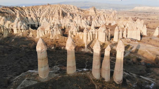 the valley of love in Goreme Cappadocia Turkey during the freezing winter months.