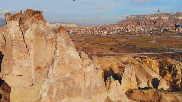 Sharp Rocks in Cappadocia. Turkey. Aerial view