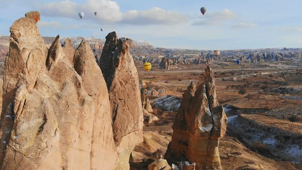 Sharp Rocks in Cappadocia. Turkey. Aerial view