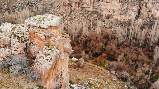 Ihlara Valley in Turkey, Known as Ihlara Vadisi in Turkish, the valley is biggest canyon and has a green trees and small river