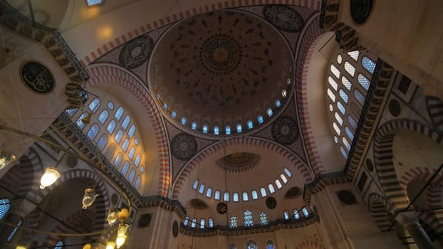 Interior of the mosque of the Sultan Suleiman in Istanbul