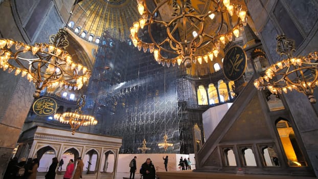 The interior of the Hagia Sophia.