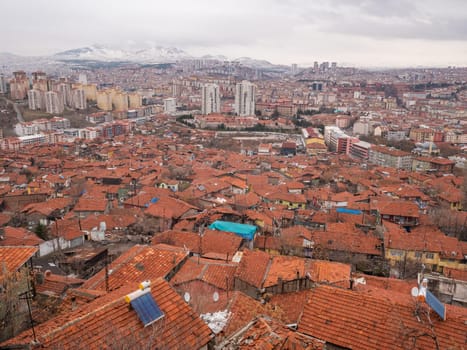 View of the Turkish capital Ankara from the castle on top