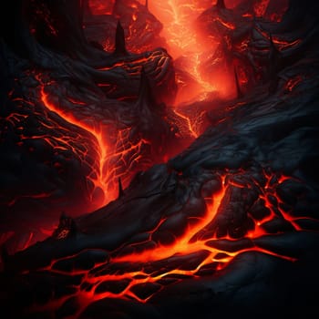 Experience the captivating power of volcanic eruptions with this vibrant and eye-catching artwork titled 'Volcanic Veins.' The image vividly showcases molten lava flowing like fiery veins through a dynamic landscape, illuminating the surroundings with intense heat and eruptive energy. It beautifully captures the mix of danger and mesmerizing beauty, leaving viewers awe-struck by the raw force of nature.