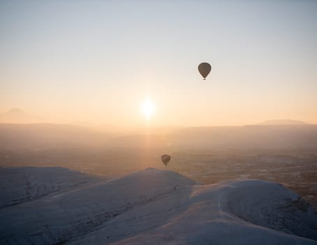 Colorful balloons at sunrise in Cappadocia. Turkey