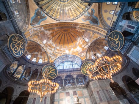 The interior of the Hagia Sophia. Turkey