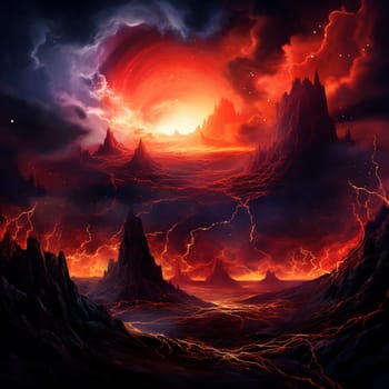 Prepare to be mesmerized by the captivating digital painting titled 'Crater's Awakening.' This eye-catching image showcases a surreal volcanic eruption scene as a dormant volcanic crater unexpectedly comes to life. The molten lava bursts forth from the crater, forming mesmerizing patterns and captivating colors that illuminate the night sky. Dramatic billowing smoke, glowing embers, and vibrant streaks of flying sparks add a touch of intensity and danger to the scene. The artwork evokes a sense of power and primal energy, leaving the viewer awestruck by the awe-inspiring beauty and raw force of the volcano and its surroundings.